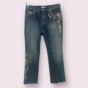 Chico’s Platinum Embellished Flare Bottom Jeans Blue Size 31 Waist